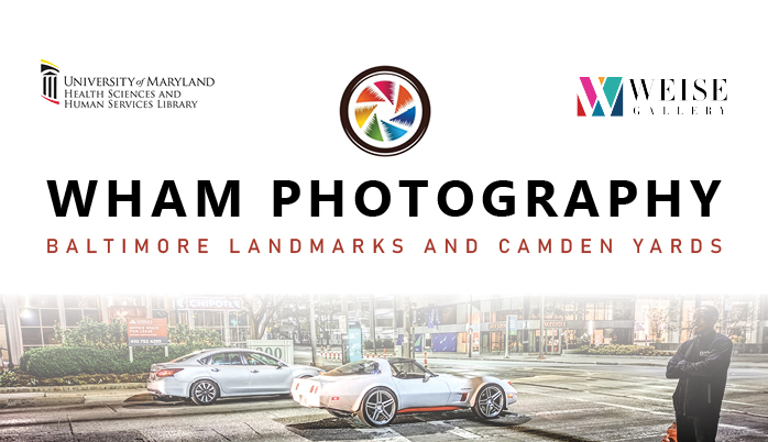 Promotional flyer for WHAM Photography featuring logos, text, and an urban scene with a white sports car.